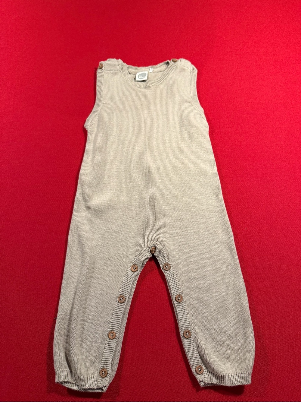 The Littlest toddler Neutral Knit Romper with button closure - organic cotton